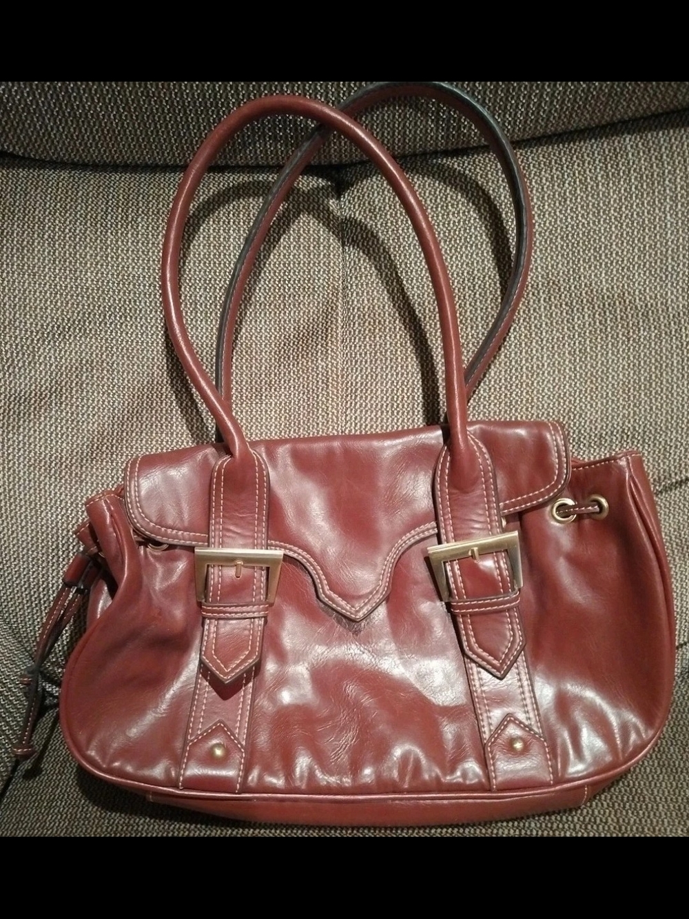 Cranberry Faux Leather Shoulder Bag